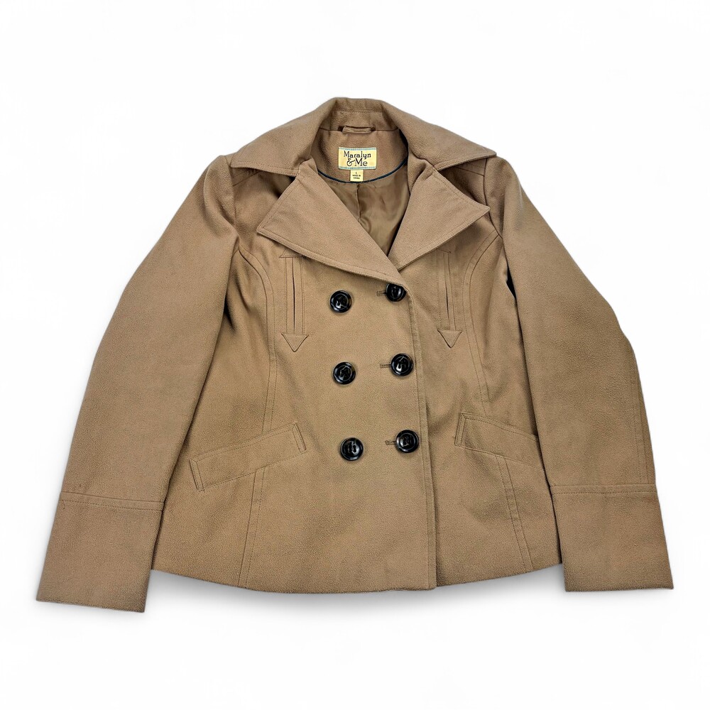Maralyn & Me Double-Breasted Camel Peacoat Blazer - L‎